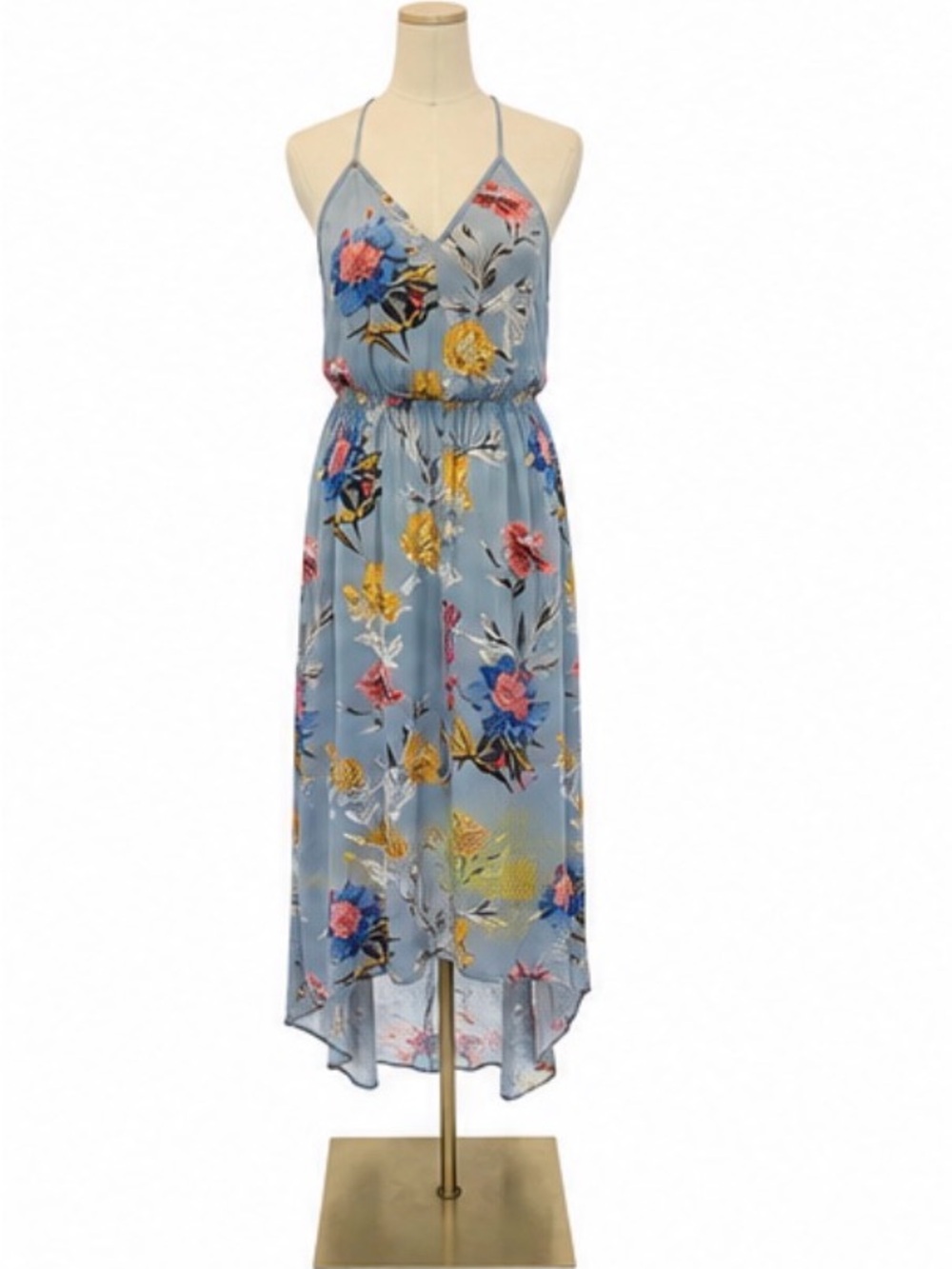 Lucky Brand Floral High-Low Halter Maxi Dress Size Medium